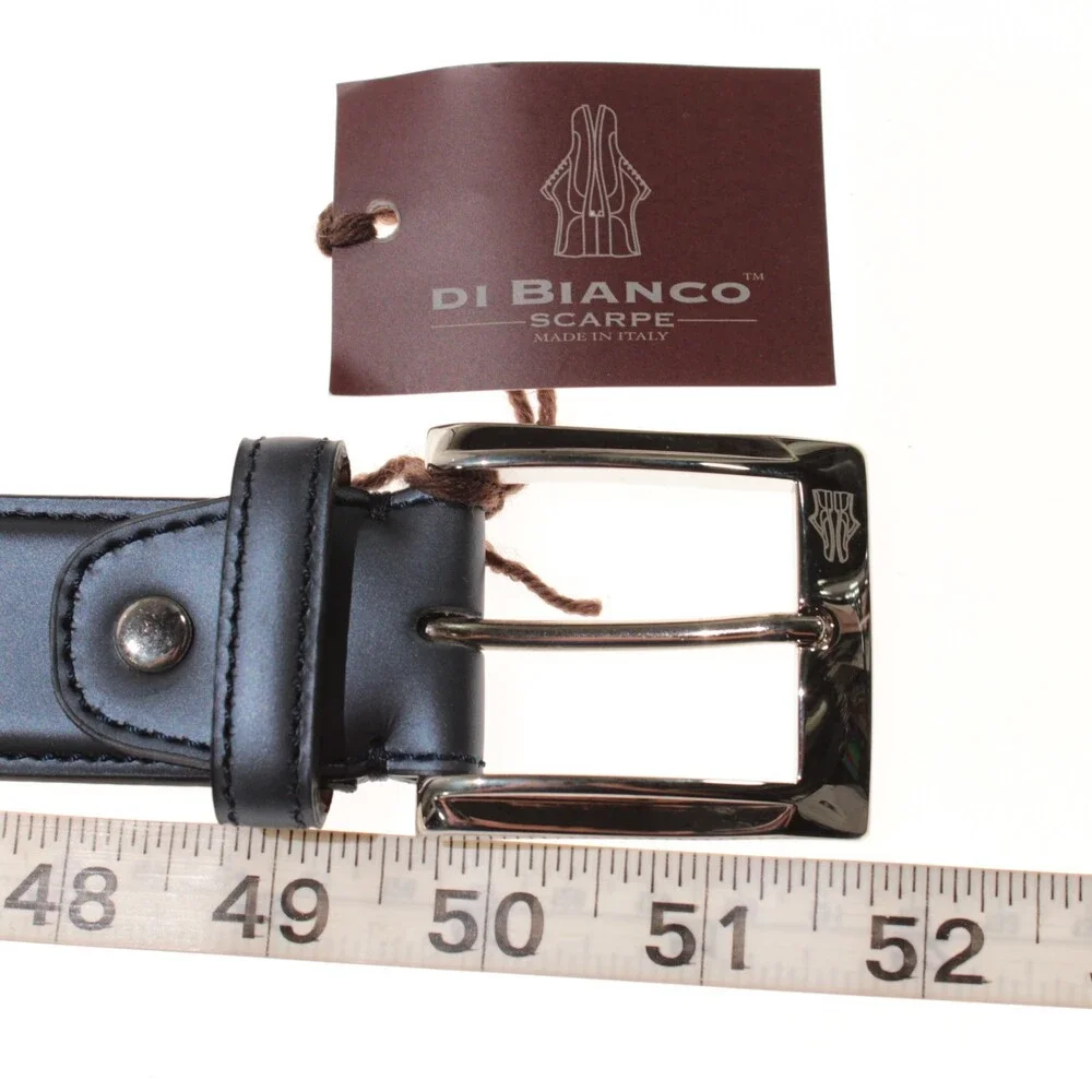 Di Bianco NWT Cut to Size Dress Belt In Solid Navy Blue Leather One Size